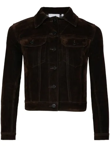 RTA Jean logo-embroidered velvet jacket - Brown