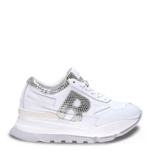 Rucoline , Leather Glitter Sneakers White Silver ,White female, Sizes:
