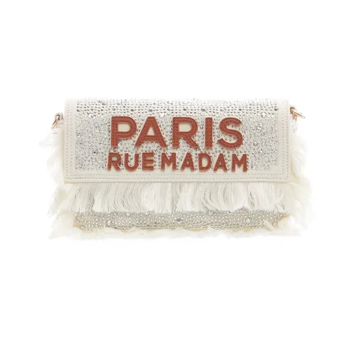 Rue Madam , Denim Shoulder Bag with Rhinestones ,White female, Sizes: ONE SIZE