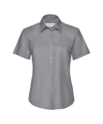 Russell Athletic Collection Ladies/Womens Short Sleeve Easy Care Oxford Shirt (Silver Grey)