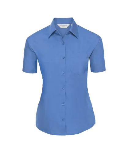 Russell Athletic Collection Ladies/Womens Short Sleeve Poly-Cotton Easy Care Poplin Shirt (Corporate Blue) - Multicolour