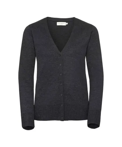 Russell Athletic Collection Ladies/Womens V-neck Knitted Cardigan (Charcoal Marl)