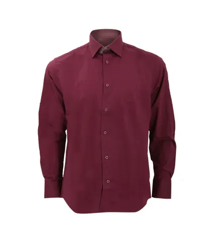 Russell Athletic Collection Mens Long Sleeve Easy Care Fitted Shirt (Port) - Multicolour