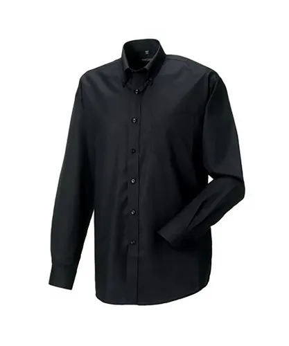 Russell Athletic Collection Mens Long Sleeve Easy Care Oxford Shirt (Black)