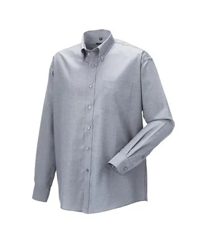 Russell Athletic Collection Mens Long Sleeve Easy Care Oxford Shirt (Silver Grey)