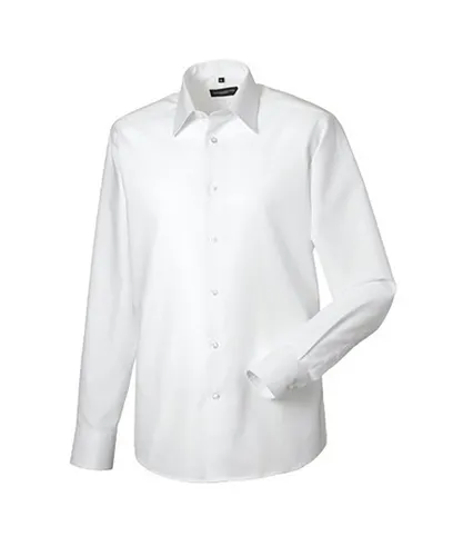 Russell Athletic Collection Mens Long Sleeve Easy Care Tailored Oxford Shirt (White)