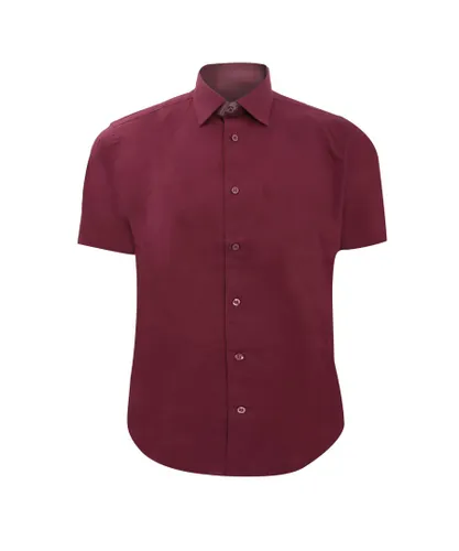 Russell Athletic Collection Mens Short Sleeve Easy Care Fitted Shirt (Port) - Multicolour