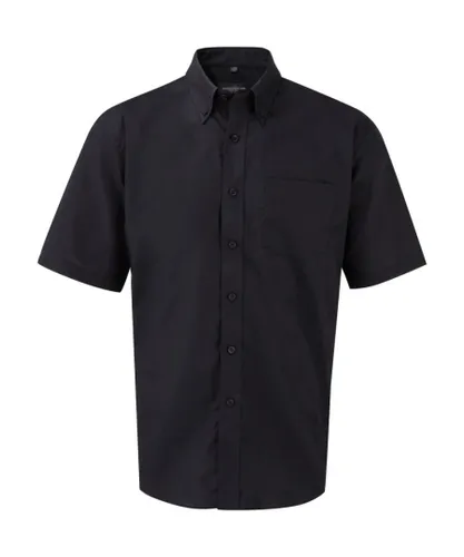 Russell Athletic Collection Mens Short Sleeve Easy Care Oxford Shirt (Black)
