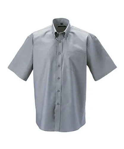 Russell Athletic Collection Mens Short Sleeve Easy Care Oxford Shirt (Silver Grey)