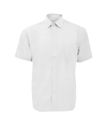 Russell Athletic Collection Mens Short Sleeve Poly-Cotton Easy Care Poplin Shirt (White)