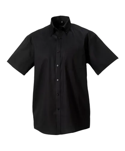 Russell Athletic Collection Mens Short Sleeve Ultimate Non-Iron Shirt (Black) Cotton