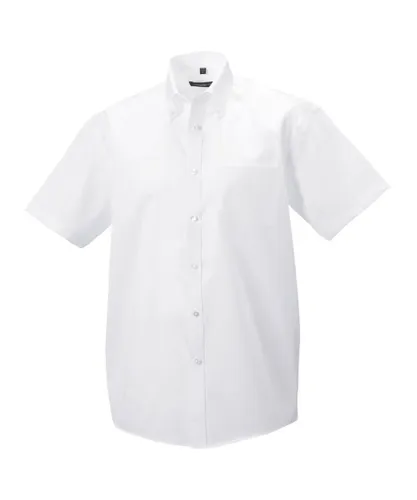 Russell Athletic Collection Mens Short Sleeve Ultimate Non-Iron Shirt (White) Cotton