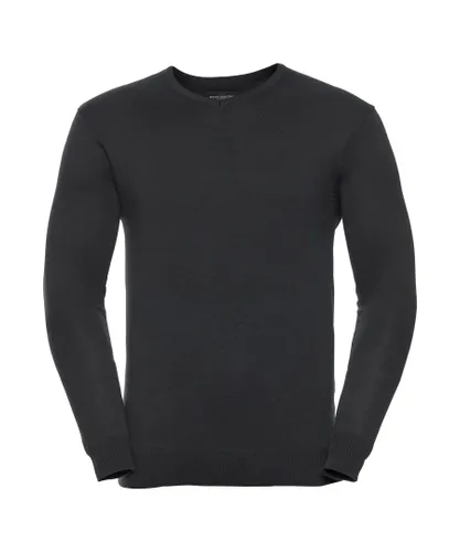 Russell Athletic Collection Mens V-Neck Knitted Pullover Sweatshirt (Black)