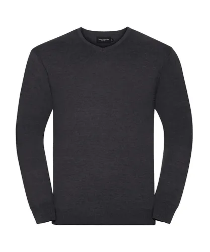 Russell Athletic Collection Mens V-Neck Knitted Pullover Sweatshirt (Charcoal Marl)