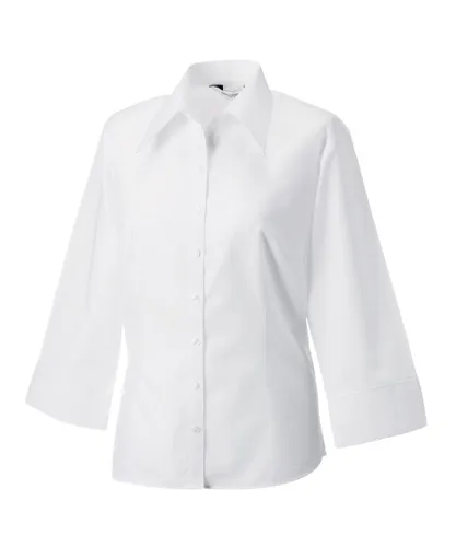 Russell Athletic Collection Womens/Ladies 3/4 Sleeve Tencel Fitted Shirt (White)