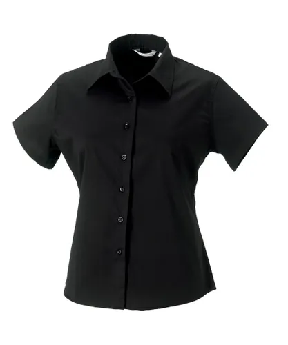 Russell Athletic Collection Womens/Ladies Short Sleeve Classic Twill Shirt (Black) Cotton