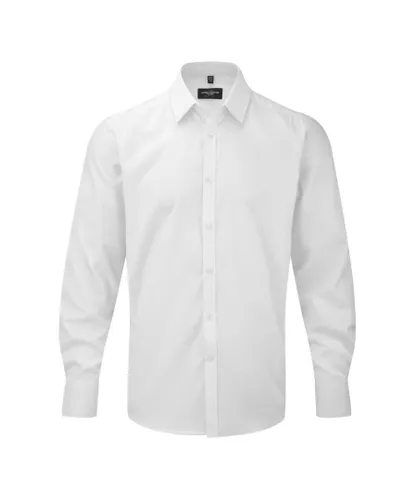 Russell Athletic Mens Herringbone Long Sleeve Work Shirt (White)