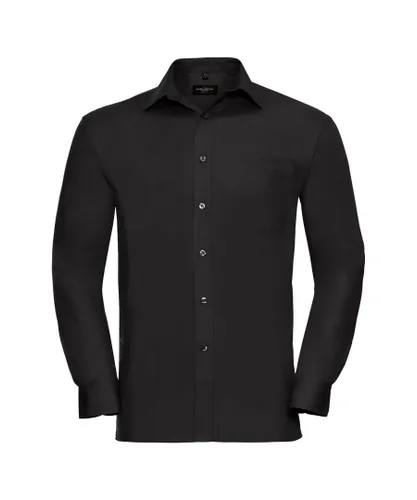 Russell Athletic Mens Long Sleeve Pure Cotton Work Shirt (Black)