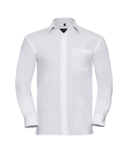 Russell Athletic Mens Long Sleeve Pure Cotton Work Shirt (White)