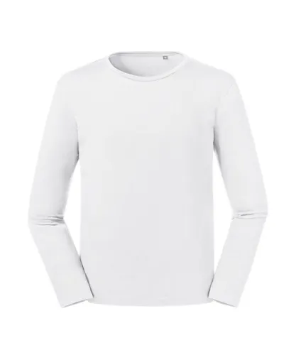 Russell Athletic Mens Pure Organic Long Sleeve T-Shirt (White)