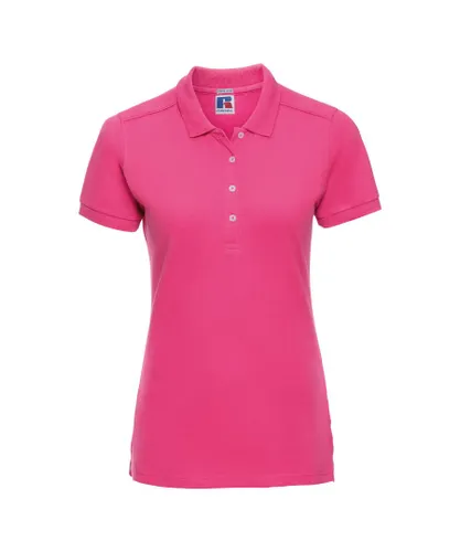 Russell Athletic Womens/Ladies Stretch Short Sleeve Polo Shirt (Fuchsia) Cotton