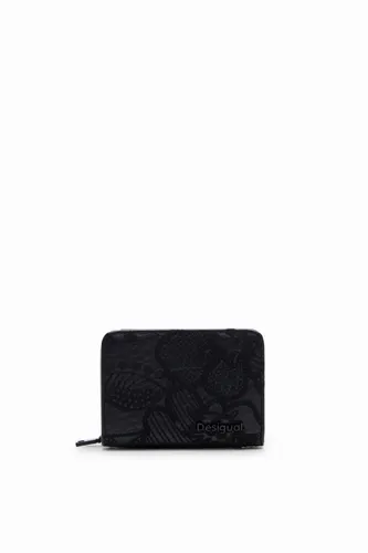 S embroidered floral wallet - BLACK - U