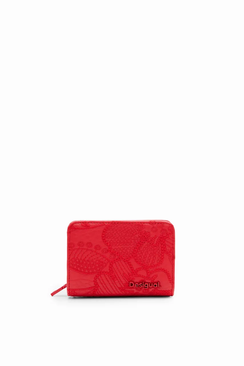 S embroidered floral wallet - RED - U