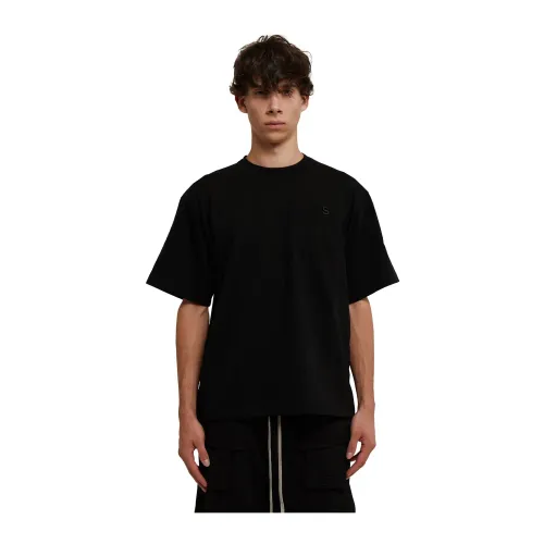 Sacai , Black Oversized Side Button T-shirt ,Black male, Sizes: