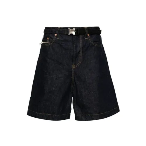 Sacai , Blue Bermuda Shorts with Integrated Belt ,Blue male, Sizes: