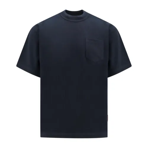 Sacai , Blue Crew-neck T-Shirt with Breast Pocket ,Blue male, Sizes: