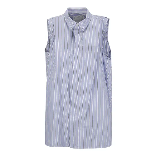 Sacai , Cotton Poplin Shirt Dress ,Blue female, Sizes: