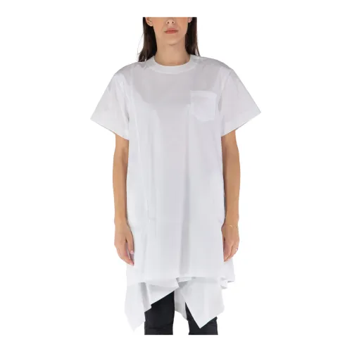 Sacai , Cotton Poplin T-Shirt ,White female, Sizes: