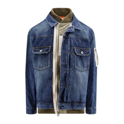 Sacai , Men's Clothing Jackets & Coats Blue Ss24 ,Blue male, Sizes: