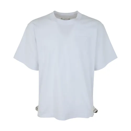 Sacai , Nylon Twill AND Cotton Jersey T-Shirt ,White male, Sizes: