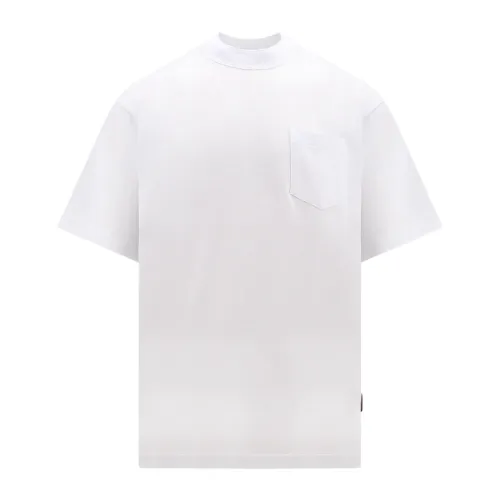 Sacai , White Crew-neck T-Shirt with Breast Pocket ,White male, Sizes: