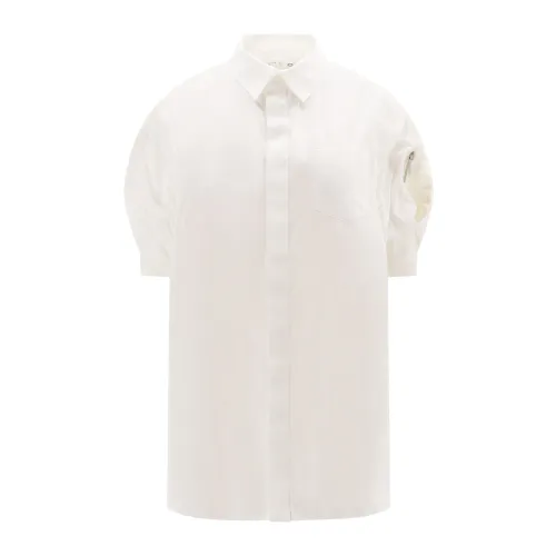 Sacai , White Short Sleeve Shirt with Hidden Button Closure ,White female, Sizes: