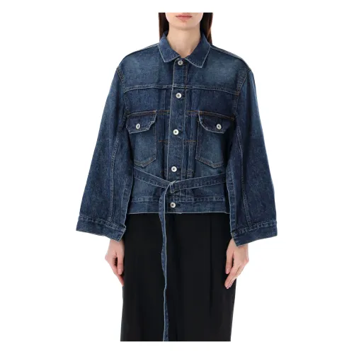 Sacai , Women's Clothing Outerwear Blue Ss24 ,Blue female, Sizes:
