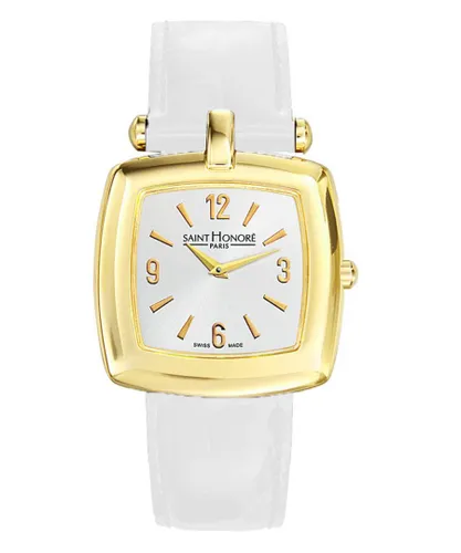Saint Honore : Womens Audacy Silver Watch - White Leather - One Size