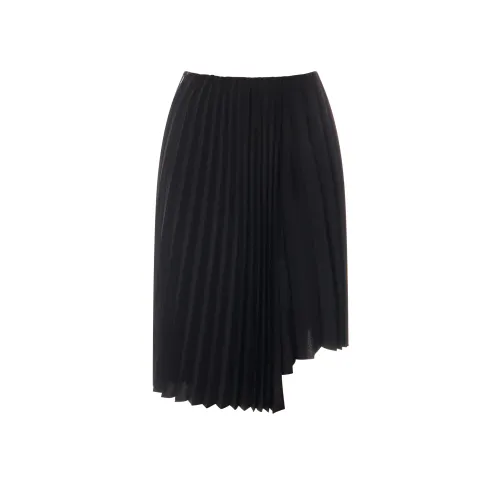 Saint Laurent , Black Asymmetric Pleated Skirt ,Black female, Sizes: