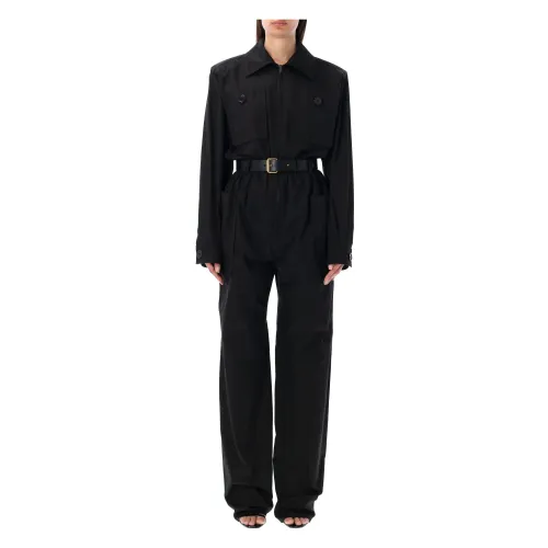 Saint Laurent , Black Cotton Jumpsuit Outerwear ,Black female, Sizes: