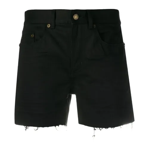 Saint Laurent , Black Denim Short Shorts ,Black female, Sizes: