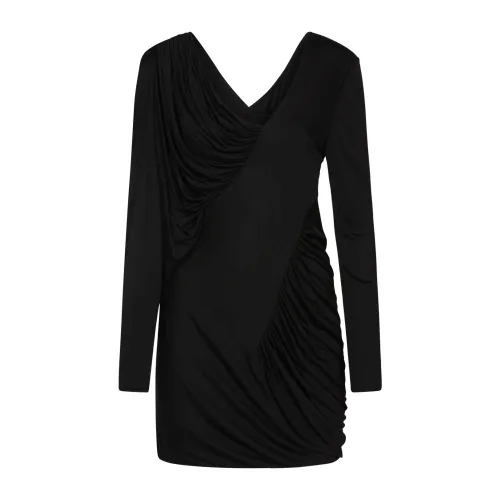 Saint Laurent , Black Draped Jersey Dress ,Black female, Sizes: