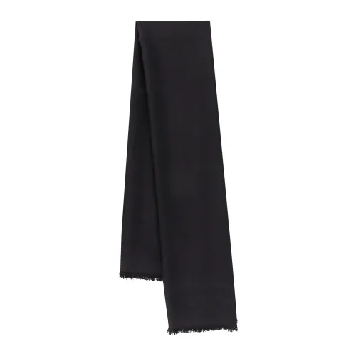 Saint Laurent , Black Frayed Scarf with Logo Detail ,Black male, Sizes: ONE