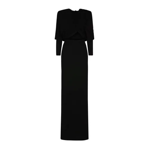 Saint Laurent , Black Hooded Draped Dress ,Black female, Sizes: