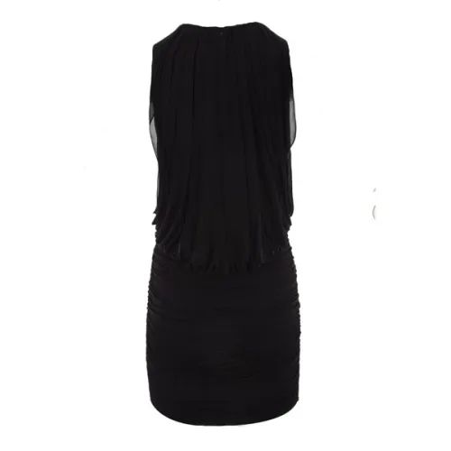 Saint Laurent , Black Jersey Draped Mini Dress ,Black female, Sizes: