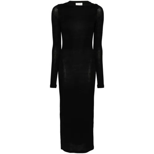 Saint Laurent , Black Knit Cowl Neck Dress ,Black female, Sizes: