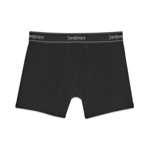 Saint Laurent , Black Ribbed Cotton Boxer Shorts ,Black male, Sizes:
