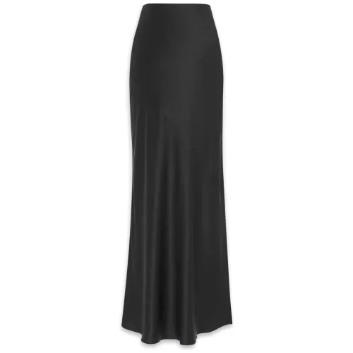 Saint Laurent , Black Silk Crepe High-Waisted Skirt ,Black female, Sizes: