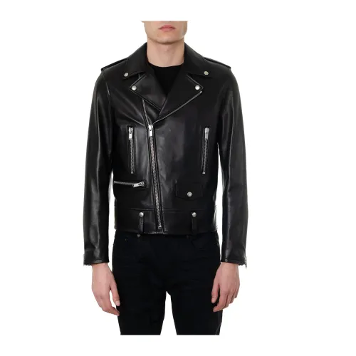 Saint Laurent , Black Silk Lined Zip Jacket ,Black male, Sizes: