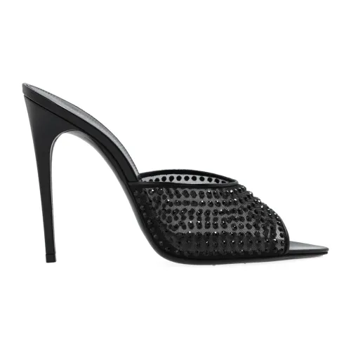 Saint Laurent , Black Slip-On Leather Shoes ,Black female, Sizes:
